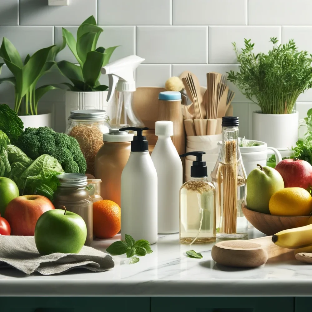 DALL·E 2024-05-28 20.21.52 - A high-definition, simplistic image showcasing a collection of clean, natural ingredients and eco-friendly cleaning supplies. The image should depict